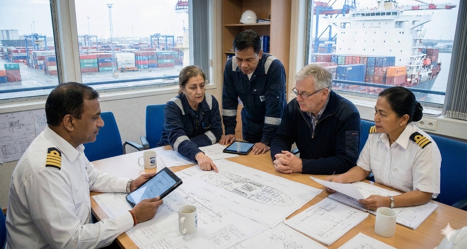 Cross-functional leadership team reviewing strategic plans - HF-Sea Sense Human-Centric Systems training